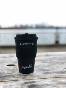 Bamboo Travel Cup: Black "#NOFILTER" 14oz (400ml)