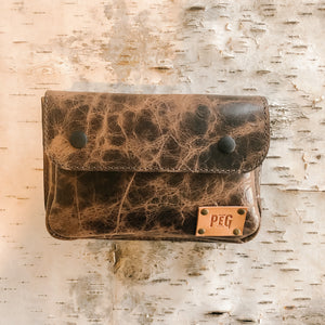 heavily textured, distressed espresso finish