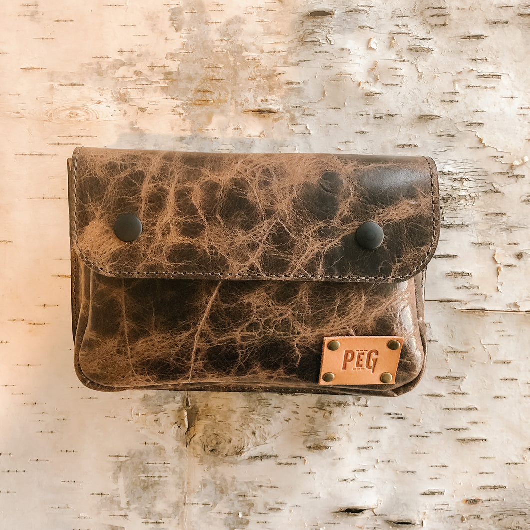 heavily textured, distressed espresso finish