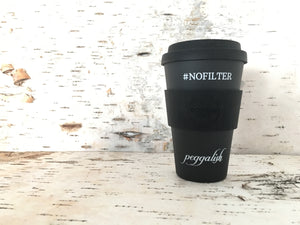 Bamboo Travel Cup: Black "#NOFILTER" 14oz (400ml)