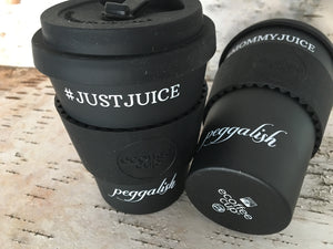 Bamboo Travel Cup: Black "#JUSTJUICE" 12oz (350ml)